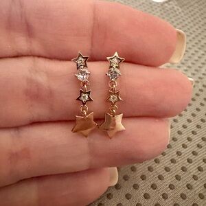 Gold Star Drop Earrings - Women's Jewelry